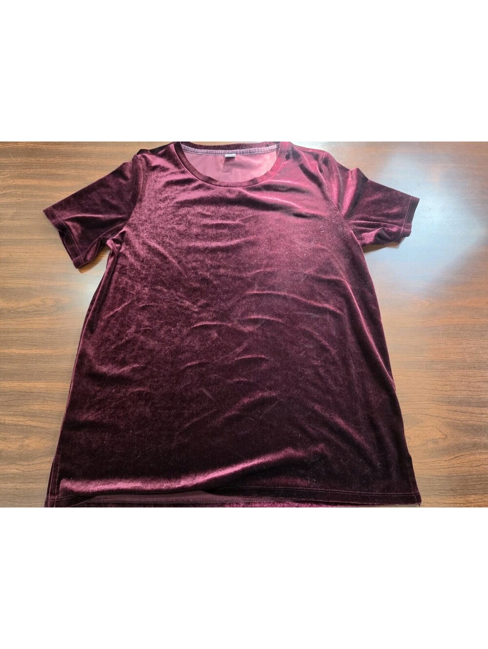 Old Navy Velvet Shirt Womens Small Burgundy Maroon Short Sleeve Top Holiday Glam